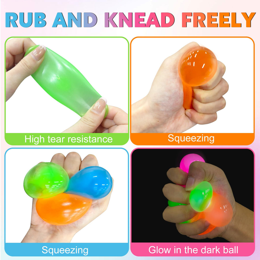 Niaosiben Glowing Sticky Balls - 4 Pack Glow in the Dark Stress Relief Toys for Ceiling and Wall