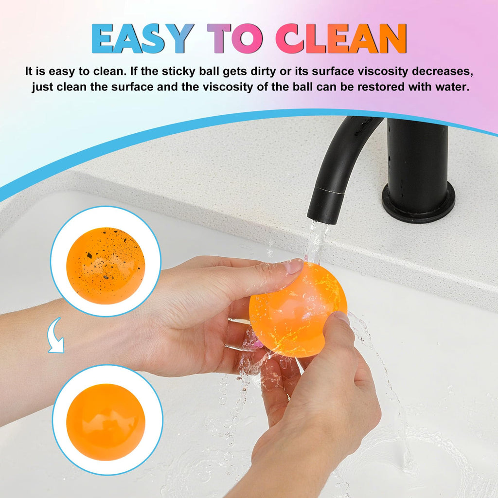 Niaosiben Glowing Sticky Balls - 4 Pack Glow in the Dark Stress Relief Toys for Ceiling and Wall