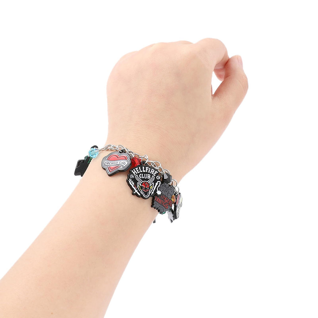Niarezom Movie Themed Bracelet for Teens & Adults – Stranger TV Design with Staggered Pendants, Zinc Alloy, Lobster Claw Clasp