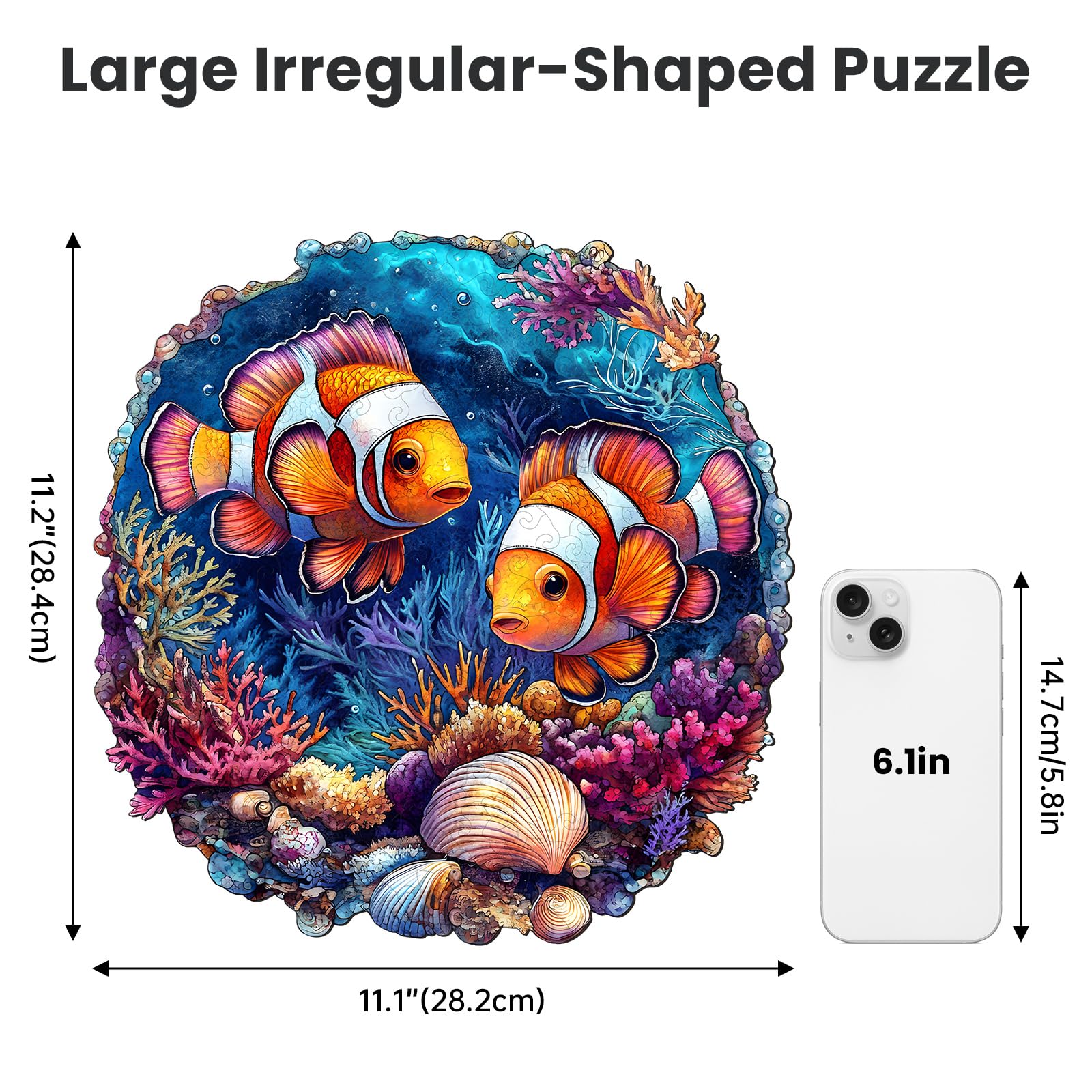 NiArt Ocean World 200-Piece Wooden Jigsaw Puzzle for Adults – Precision Laser-Cut, Hand-Drawn Artwork, 11.1x11.2 Inches