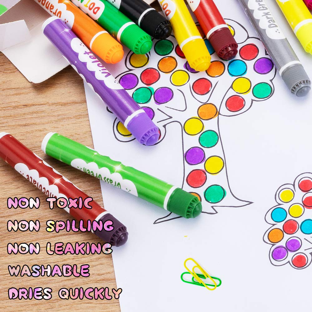 Nicecho Washable Dot Markers - 24 Color Bingo Paint Daubers Kit with Free Activity Book