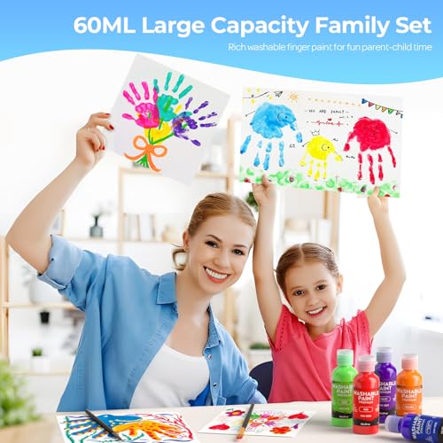 Nicpro 12-Color Washable Finger Paint for Toddlers – Non-Toxic, Easy Clean, 2 oz Bottles