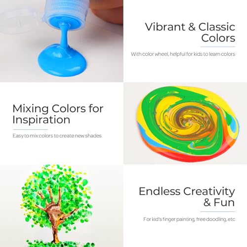 Nicpro 12-Color Washable Finger Paint for Toddlers – Non-Toxic, Easy Clean, 2 oz Bottles