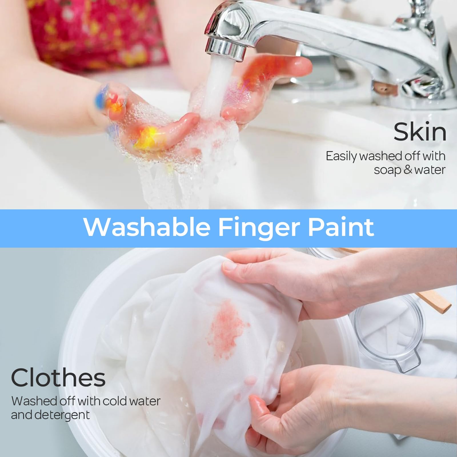 Nicpro 12-Color Washable Finger Paint for Toddlers – Non-Toxic, Easy Clean, 2 oz Bottles