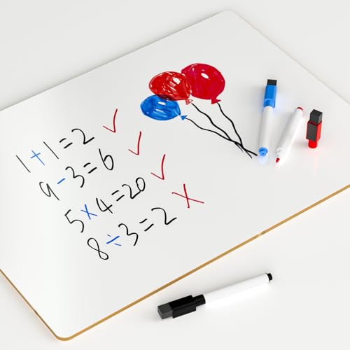 Nicpro 12x16 Inch Small Dry Erase Lap Board – Double-Sided Mini Whiteboard with 3 Water-Based Pens for Kids and Classroom