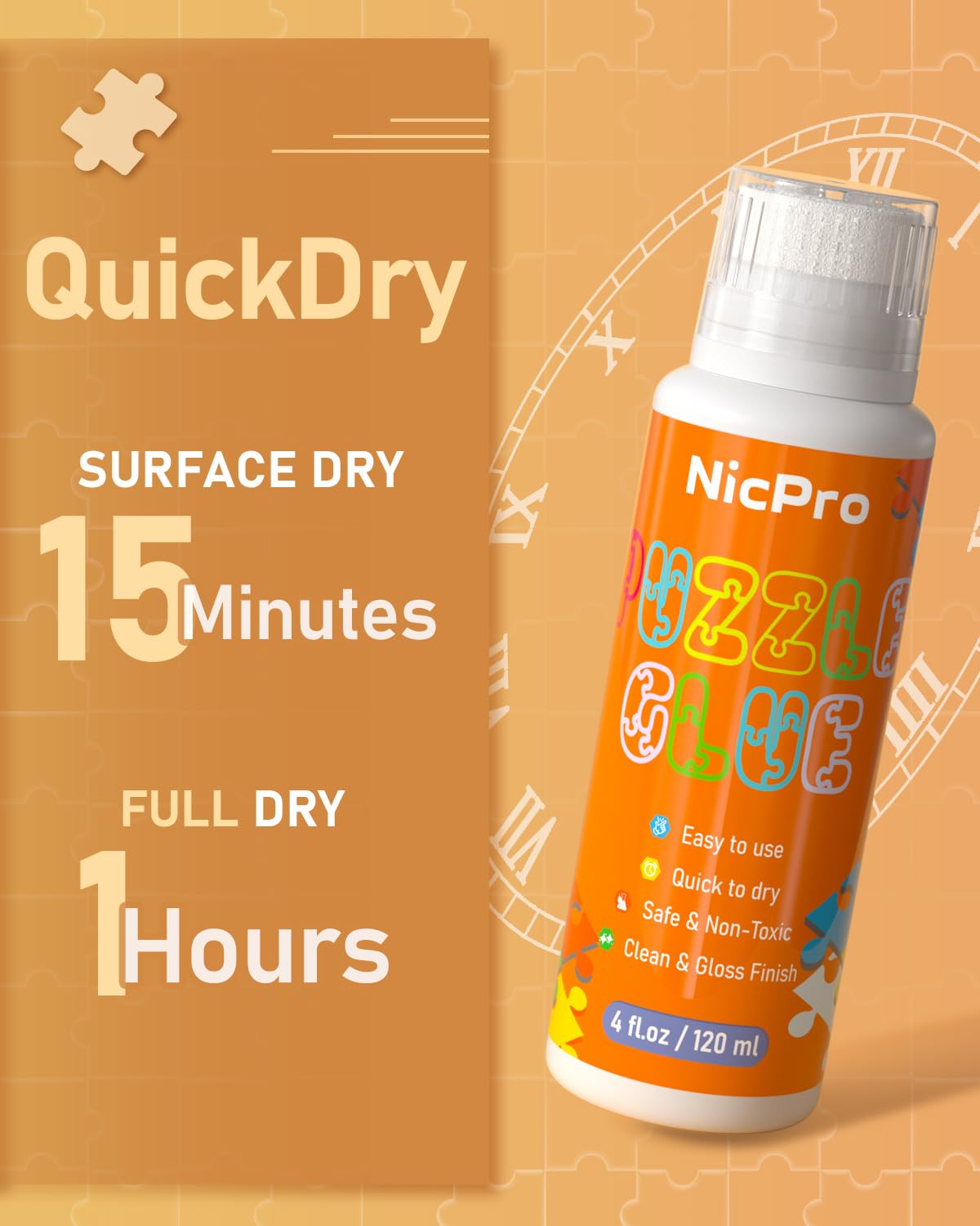 Nicpro 2-Pack Puzzle Glue – 8 oz (240ml) Each, Clear Water-Soluble PVA Glue for Preserving 1000-5000 Piece Puzzles