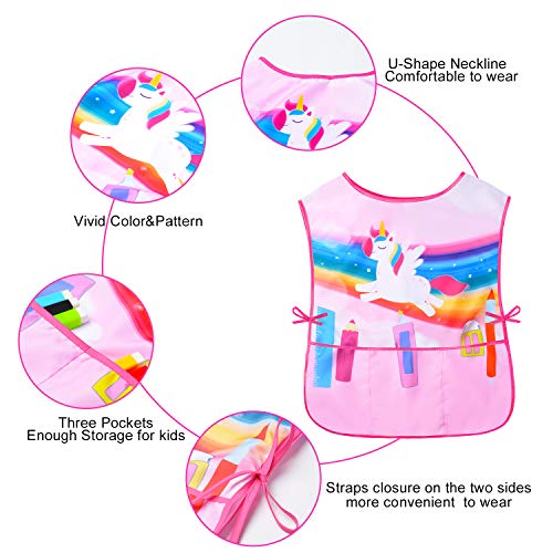 Nidoul Kids Art Smock Sleeveless Painting Apron with Pockets for Children 2-7 Years