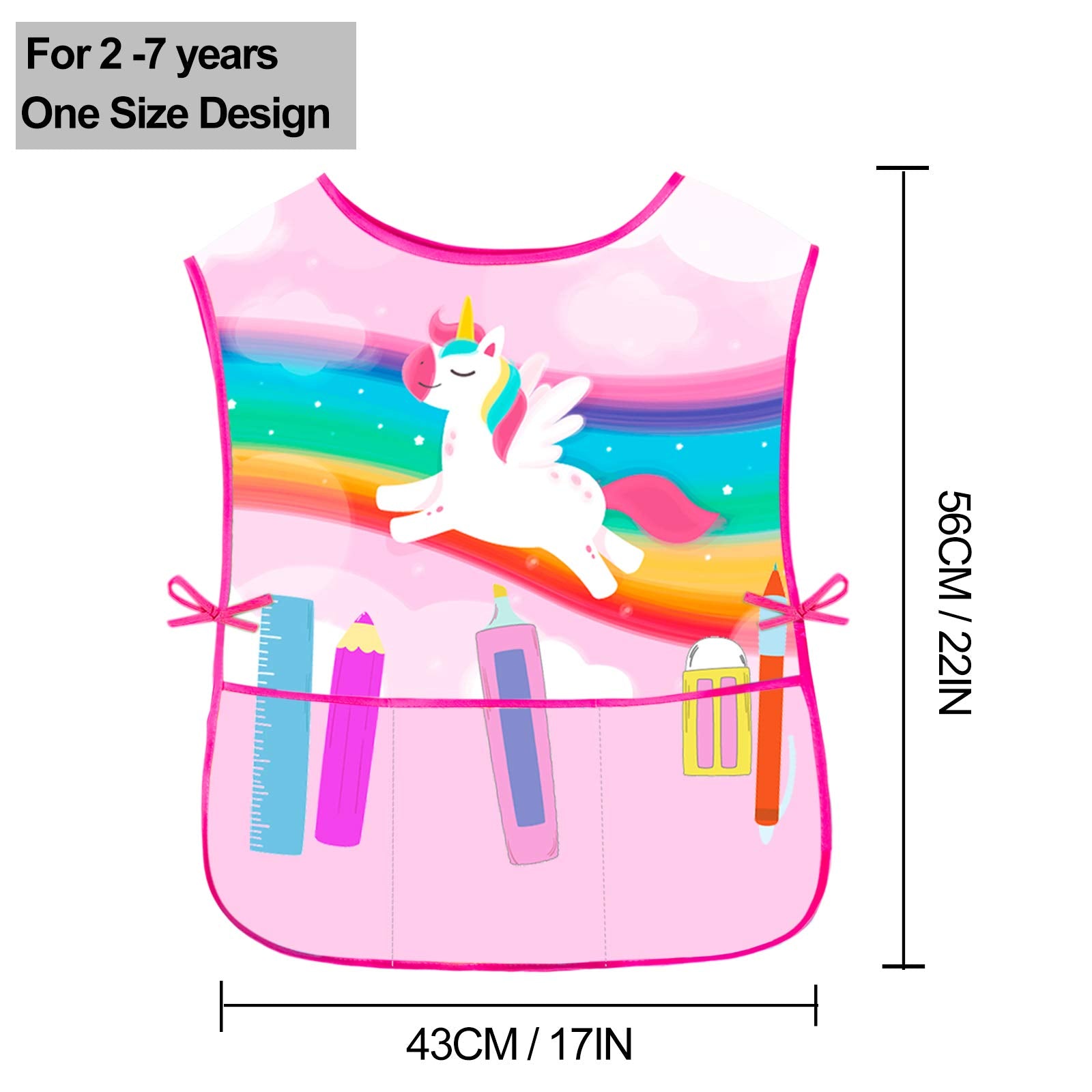 Nidoul Kids Art Smock Sleeveless Painting Apron with Pockets for Children 2-7 Years