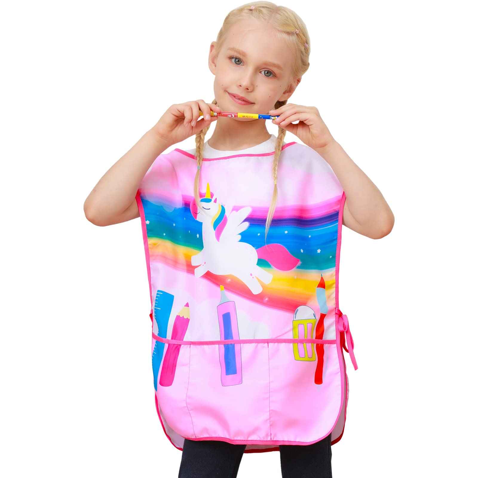 Nidoul Kids Art Smock Sleeveless Painting Apron with Pockets for Children 2-7 Years