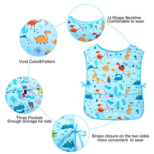 Nidoul Kids Art Smock: Waterproof Sleeveless Painting Apron with Pockets for Ages 2-7