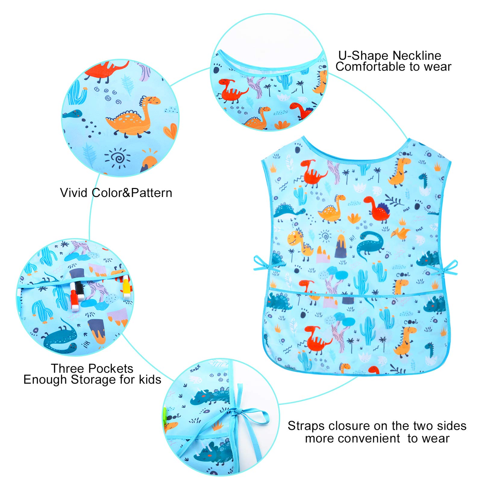 Nidoul Kids Art Smock: Waterproof Sleeveless Painting Apron with Pockets for Ages 2-7