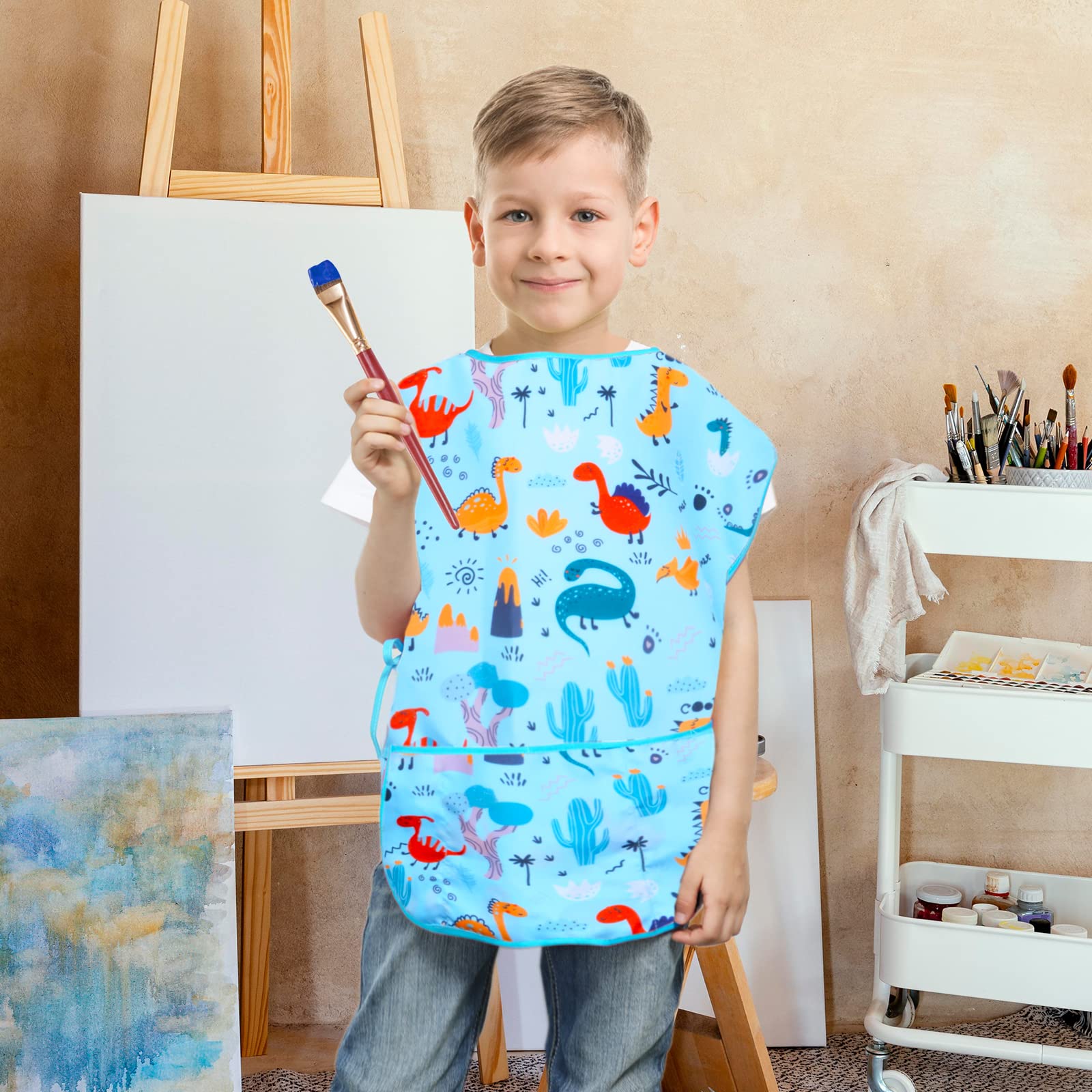 Nidoul Kids Art Smock: Waterproof Sleeveless Painting Apron with Pockets for Ages 2-7