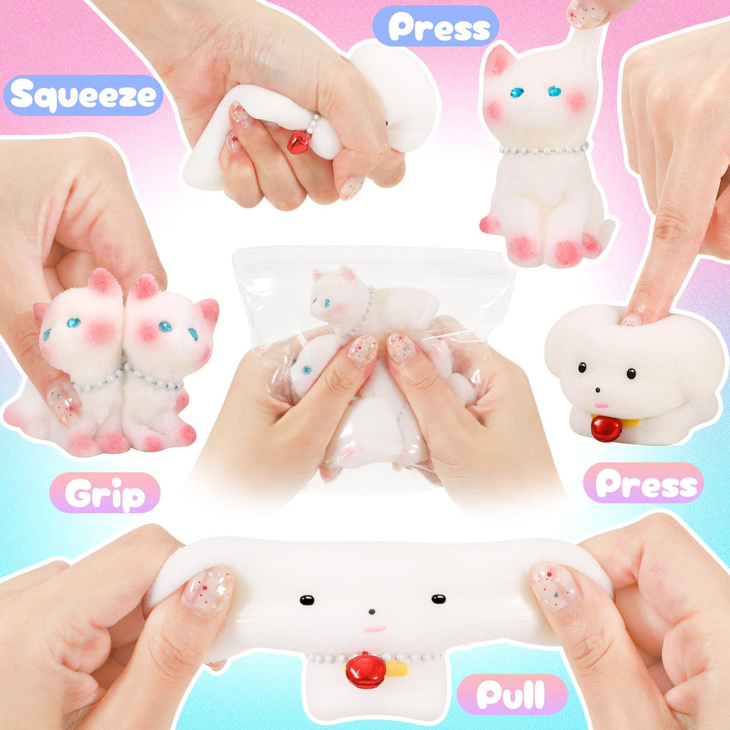 NINAOR Squishy Fidget Toys Set - 5 Soft Cat & Dog Stress Relief Toys for Kids and Adults