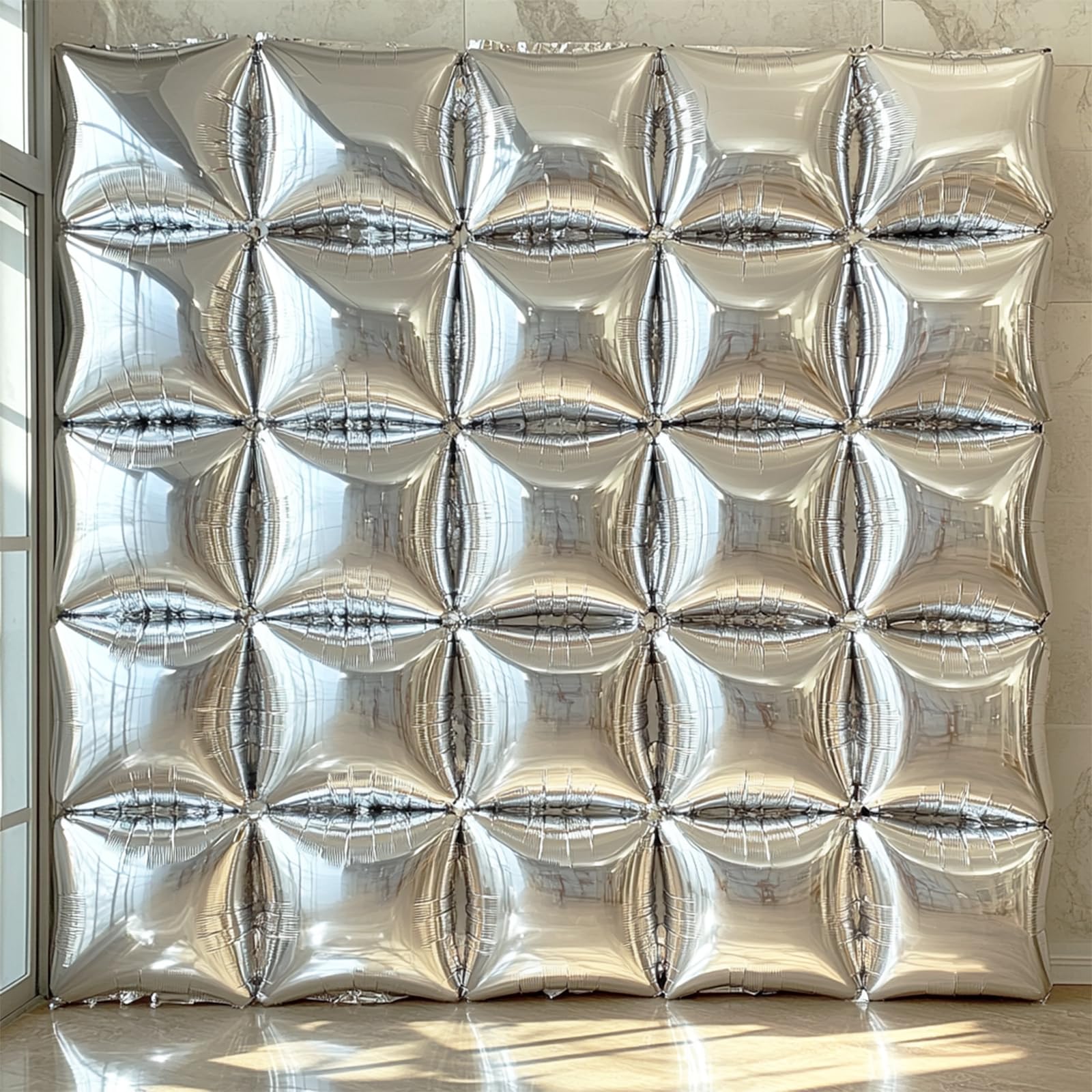 NISOCY 25-Pack Metallic Silver Square Foil Balloons for Party Backdrop Arch Tunnel Decor
