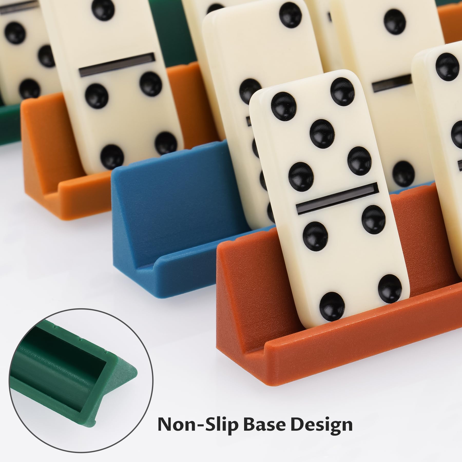 NiToy Double 6 Dominoes Set with 28 Tiles and Silicone Racks - Portable Travel Case