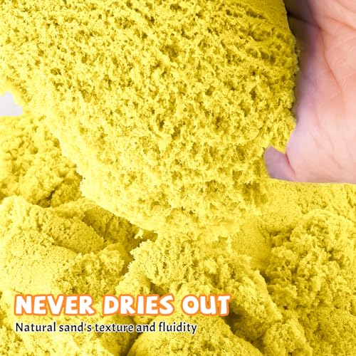 NiToy FlexiSand 2.2 lbs Yellow Play Sand – Non-Toxic, Never Dries Out, Molding & Sensory Fun for Kids Ages 3+