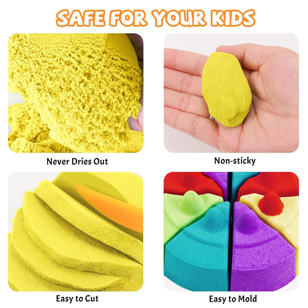 NiToy FlexiSand 2.2 lbs Yellow Play Sand – Non-Toxic, Never Dries Out, Molding & Sensory Fun for Kids Ages 3+