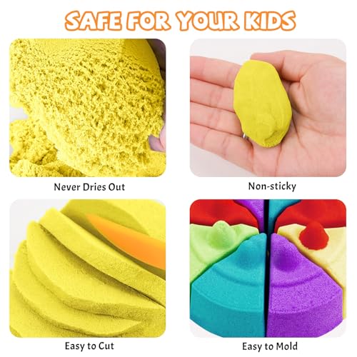 NiToy FlexiSand 2.2 lbs Yellow Play Sand – Non-Toxic, Never Dries Out, Molding & Sensory Fun for Kids Ages 3+
