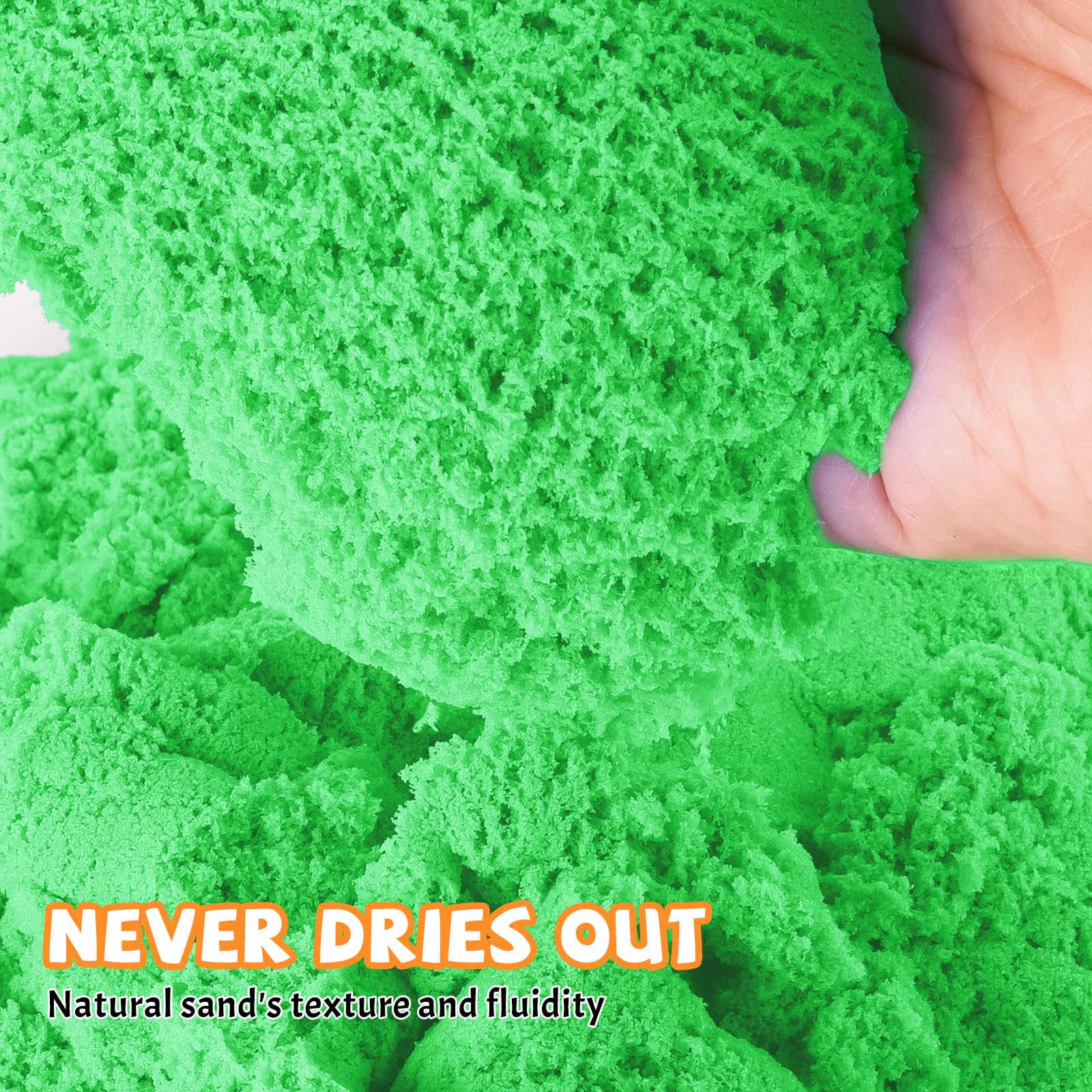 NiToy FlexiSand 2.2Lbs Green Play Sand – Non-Toxic Sensory Sand for Kids Ages 3+
