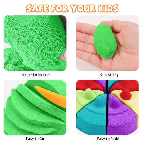 NiToy FlexiSand 2.2Lbs Green Play Sand – Non-Toxic Sensory Sand for Kids Ages 3+