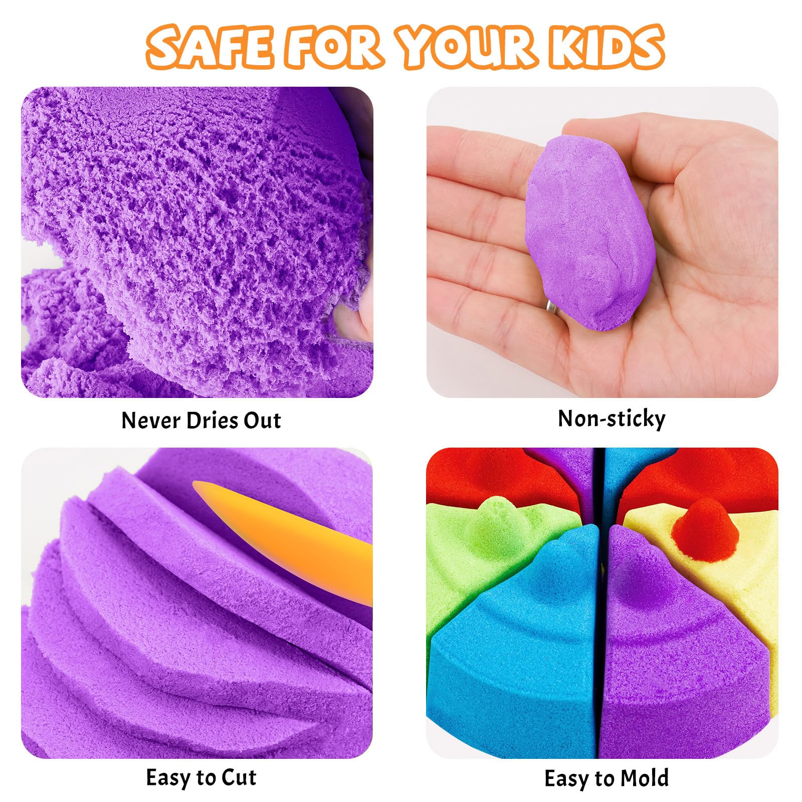 NiToy FlexiSand Purple Play Sand - 2.2 lbs Never Dries Out, Non-Toxic Sensory Sand for Kids Ages 3+