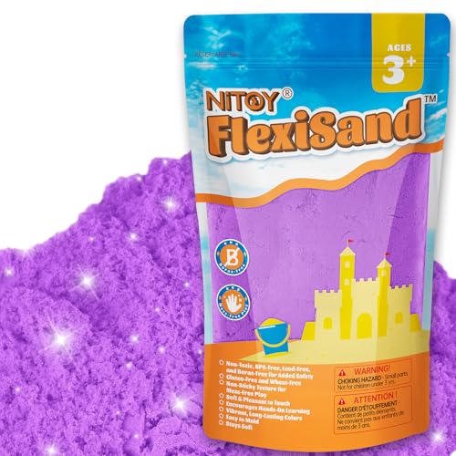 NiToy FlexiSand Purple Play Sand - 2.2 lbs Never Dries Out, Non-Toxic Sensory Sand for Kids Ages 3+