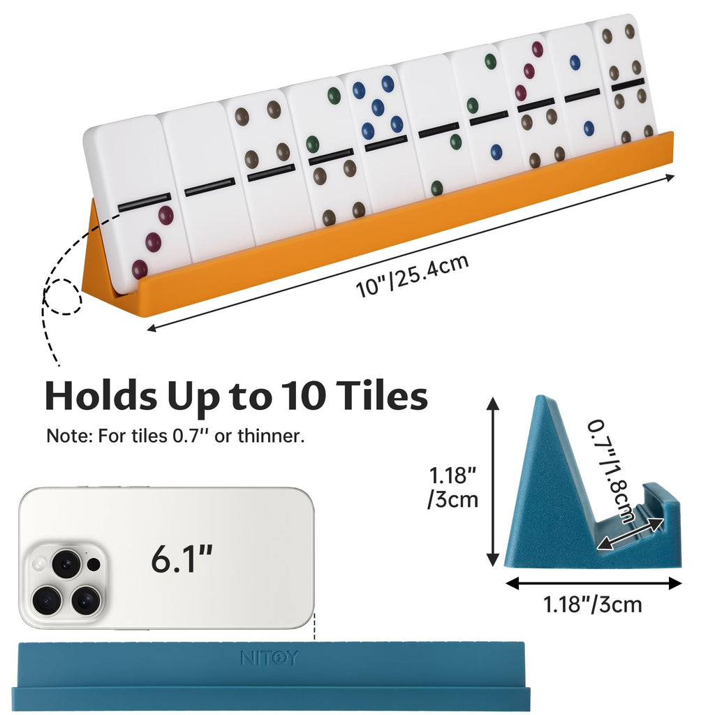 NiToy Silicone Domino Racks (Set of 4) – Adjustable Tilt, Anti-Slip, for Double-Six & Mexican Train Dominoes