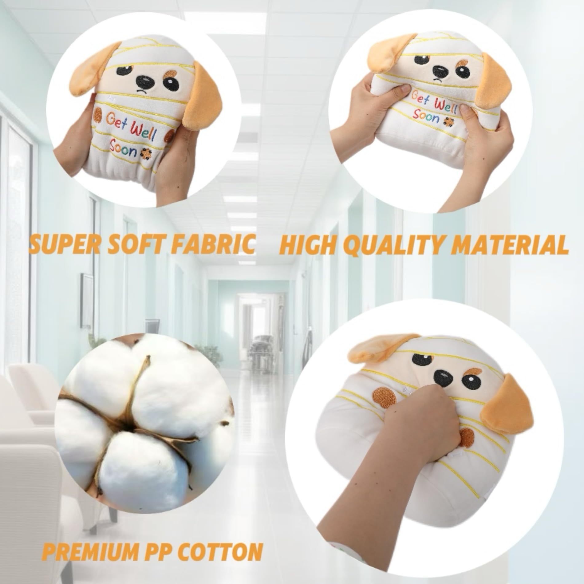 NIUBEHOHO Get Well Soon Labrador Plush – 9 Inch Soft Stuffed Animal with Bandage Design and Inspirational Embroidery