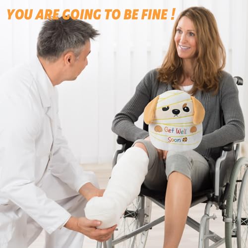 NIUBEHOHO Get Well Soon Labrador Plush – 9 Inch Soft Stuffed Animal with Bandage Design and Inspirational Embroidery