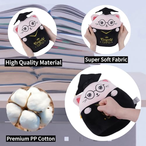 NIUBEHOHO Pink Graduation Cat Plush - 8-Inch Stuffed Animal with Cap, Gown & 'Congrats GRAD' Embroidery