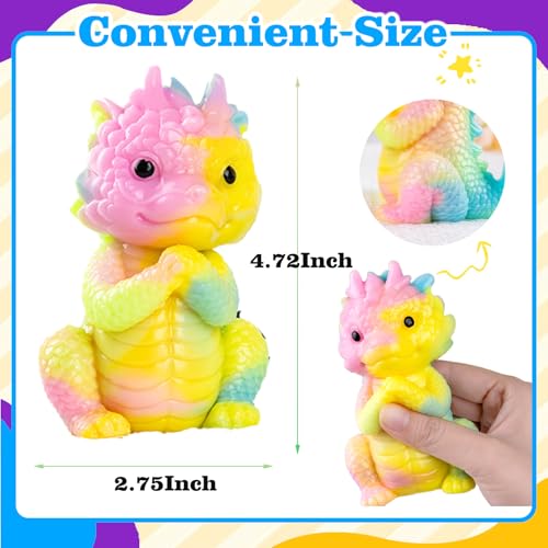 Niulife 2-Pack Squishy Dragon Stress Toys – Kawaii Sticky Fidget Desk Toy for Kids Adults