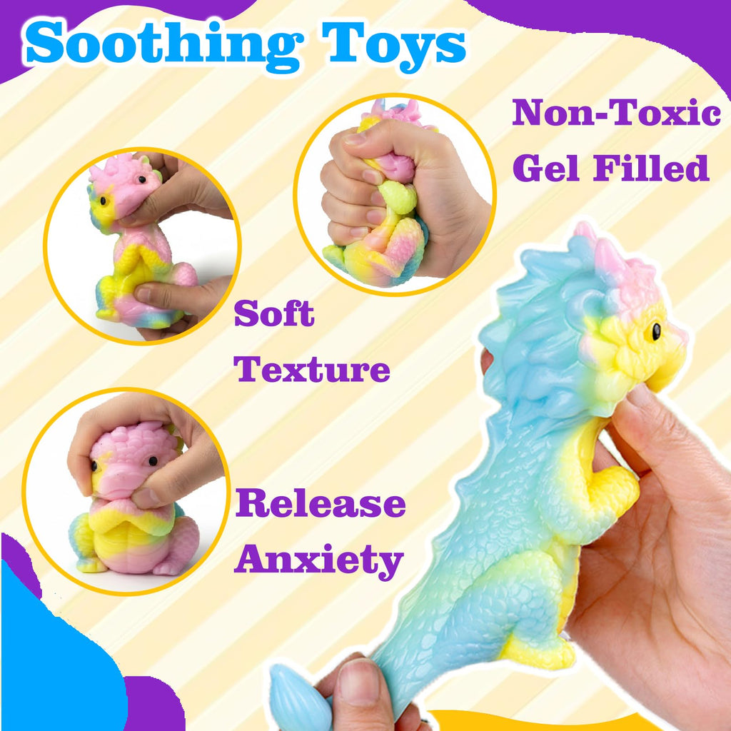 Niulife 2-Pack Squishy Dragon Stress Toys – Kawaii Sticky Fidget Desk Toy for Kids Adults