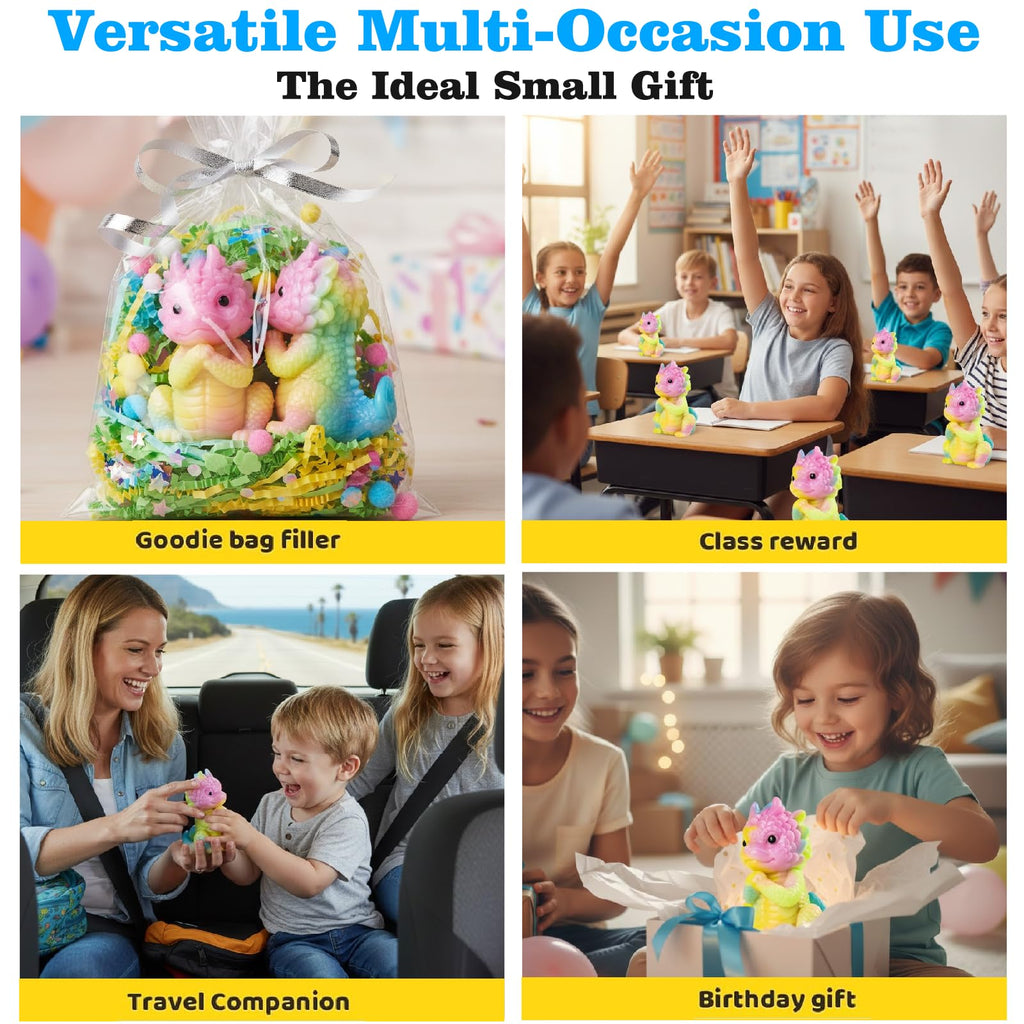Niulife 2-Pack Squishy Dragon Stress Toys – Kawaii Sticky Fidget Desk Toy for Kids Adults