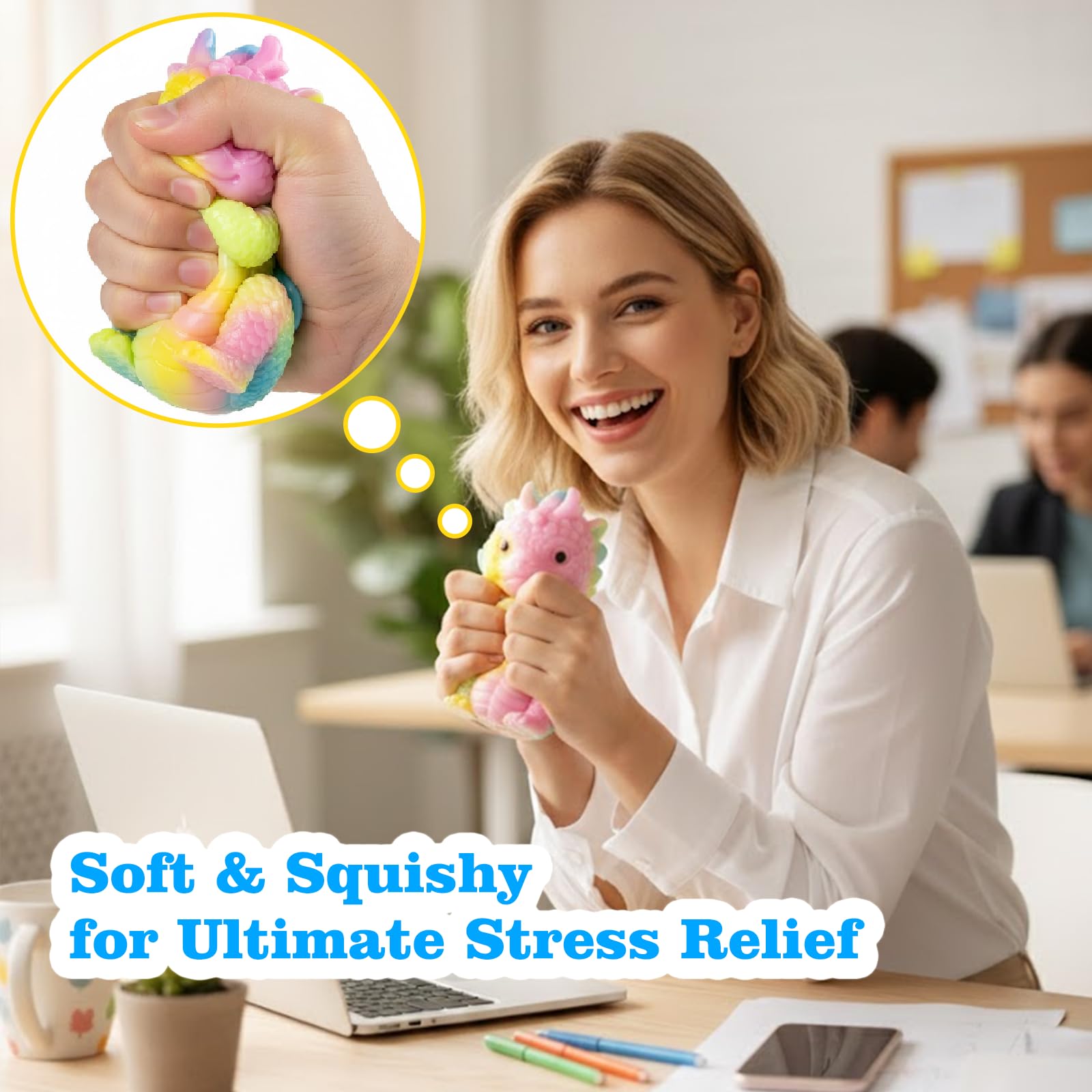 Niulife 2-Pack Squishy Dragon Stress Toys – Kawaii Sticky Fidget Desk Toy for Kids Adults