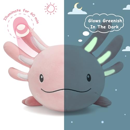 Niuniu Daddy 20 Inch Pink Axolotl Plush Toy – Glow-in-the-Dark Gills, Soft Polyester, Safe for Kids
