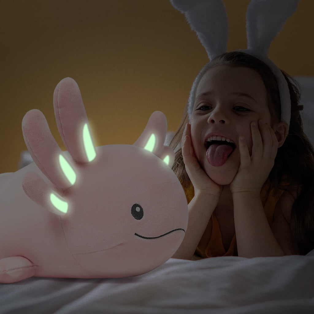 Niuniu Daddy 20 Inch Pink Axolotl Plush Toy – Glow-in-the-Dark Gills, Soft Polyester, Safe for Kids
