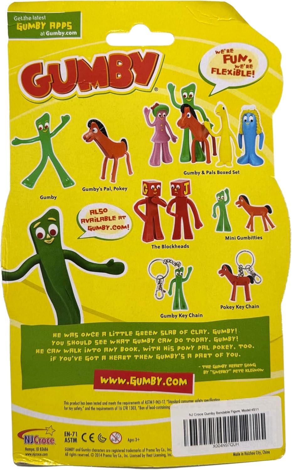 NJ Croce Gumby 6-Inch Bendable Figure – Classic Retro Toy for Ages 3+