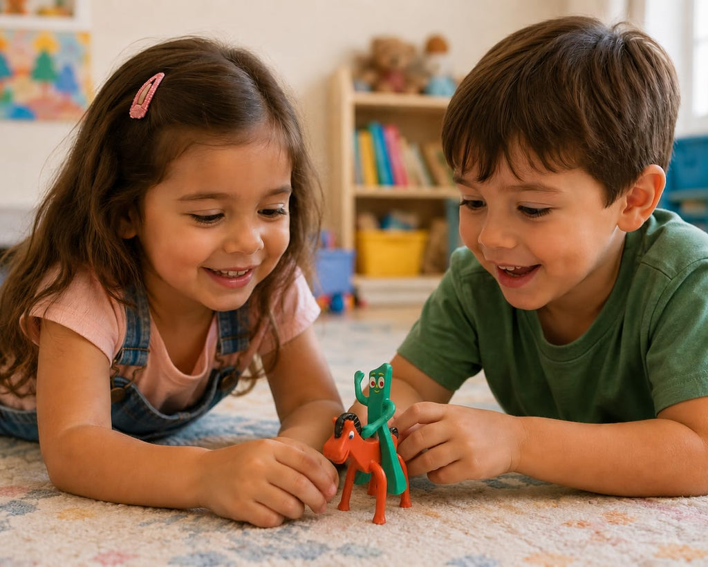 NJ Croce Gumby & Pokey 3-Inch Bendable Figures – Retro Posable Toy Pair for Kids Ages 3+