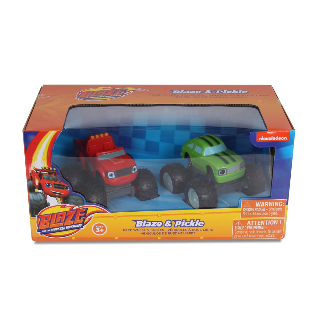 NKOK Blaze and the Monster Machines Free-Wheel 2-Pack: Blaze & Pickle Monster Trucks – No Batteries Required, STEM Learning Toy
