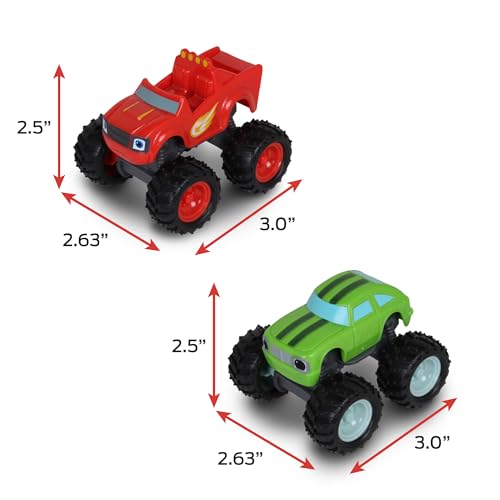 NKOK Blaze and the Monster Machines Free-Wheel 2-Pack: Blaze & Pickle Monster Trucks – No Batteries Required, STEM Learning Toy