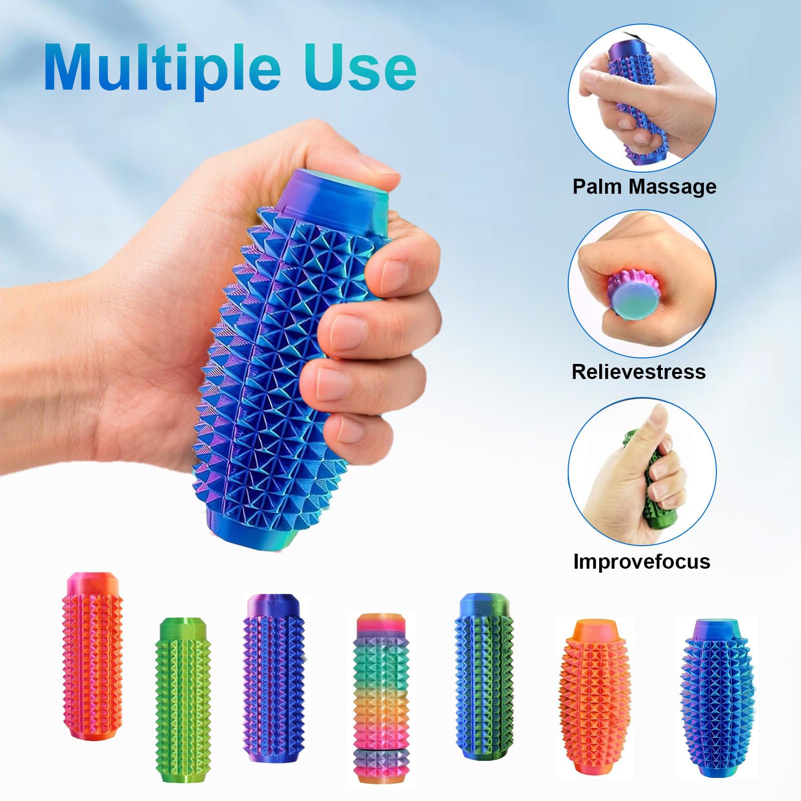 Noafuxy 5-Pack Little Ouchies Fidget Toys – Spiky Sensory Keychain for Stress Relief (Style-1)