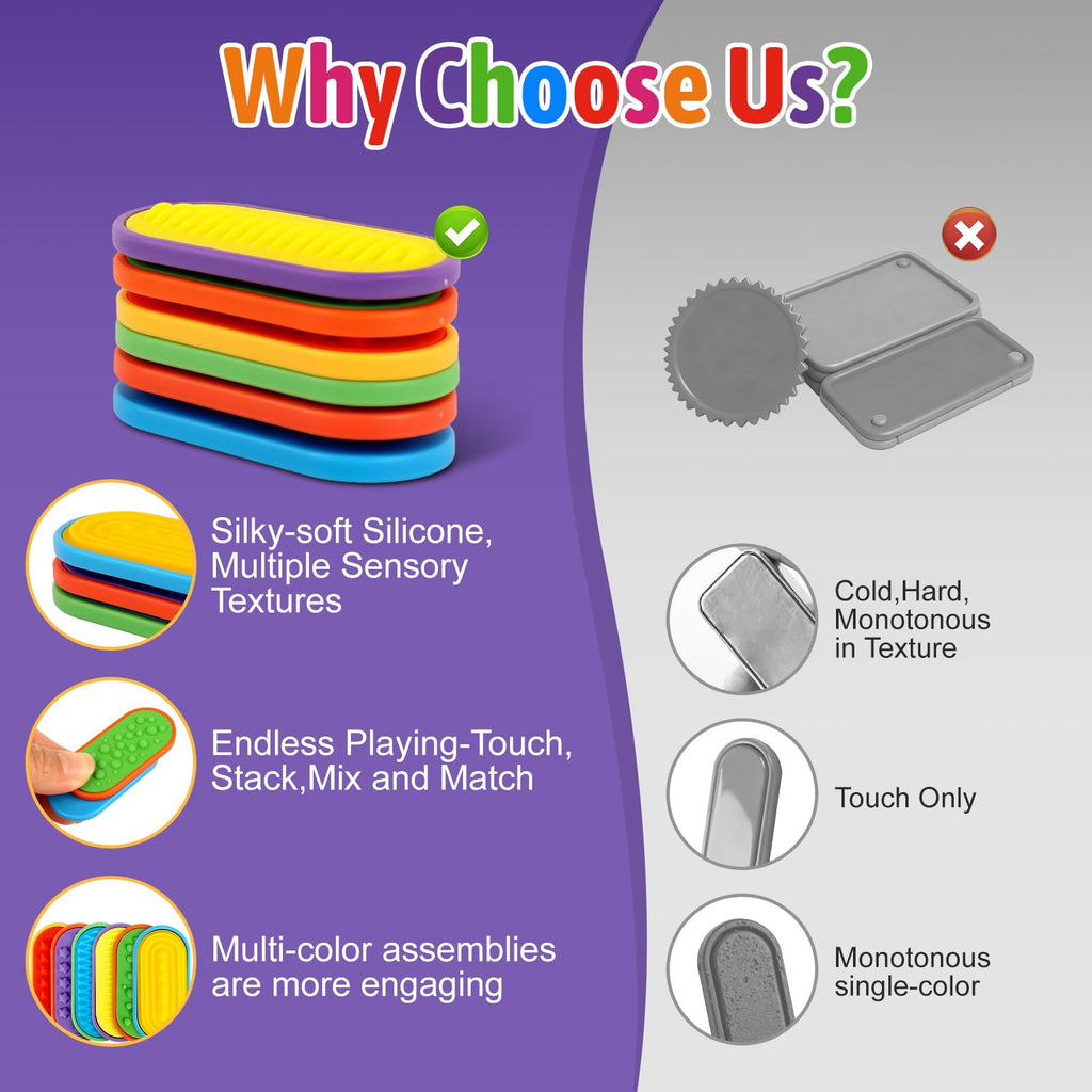 Noijilpi 6-Pack Silicone Fidget Toys for Anxiety, ADHD & Autism – Soft, Portable Stress Relief for Kids & Adults