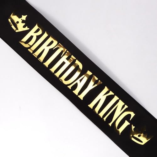 Noonhorse Birthday King Crown & Tiara Set with Sash – Gold with Black Rhinestones, Adjustable, 2 Pack