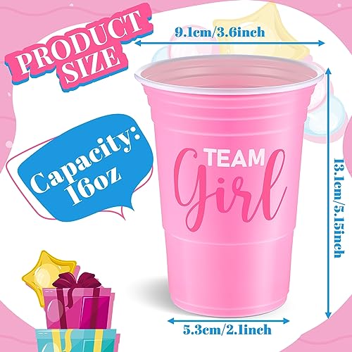 Norme 30-Pack Gender Reveal Cups – 16 oz Blue & Pink Disposable Party Cups with Team Boy/Girl Prints