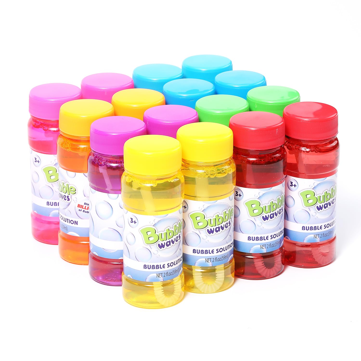 novelinks 16-Pack Mini Bubble Bottles with Wands – 2oz Each, Non-Toxic Bubble Solution for Kids, Party Favors