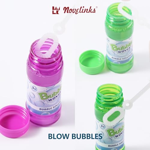 novelinks 16-Pack Mini Bubble Bottles with Wands – 2oz Each, Non-Toxic Bubble Solution for Kids, Party Favors