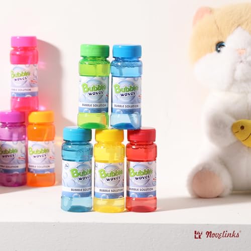 novelinks 16-Pack Mini Bubble Bottles with Wands – 2oz Each, Non-Toxic Bubble Solution for Kids, Party Favors