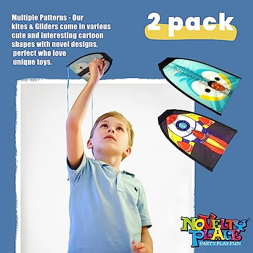 Novelty Place 2-Pack Thumb Ejection Kites – Bird and Rocket Designs for Easy Outdoor Fun
