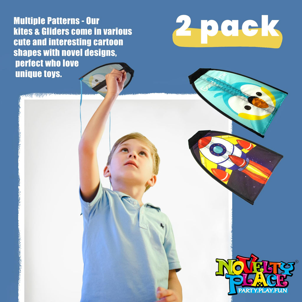Novelty Place 2-Pack Thumb Ejection Kites – Bird and Rocket Designs for Easy Outdoor Fun