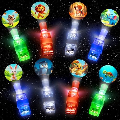 Novelty Place 24-Pack LED Animal Finger Lights – Cute Projector Party Favors for Kids